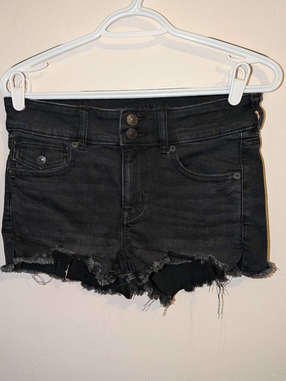 American Eagle Outfitters Black Distressed Jean Shorts Size 6